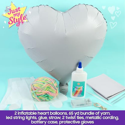 Just My Style Light-Up String Art, Makes Large Light-Up Heart Lantern, 20 Multi-Colored LED Bulbs, Crafts for Girls and Boys Ages 8-12, DIY Arts and