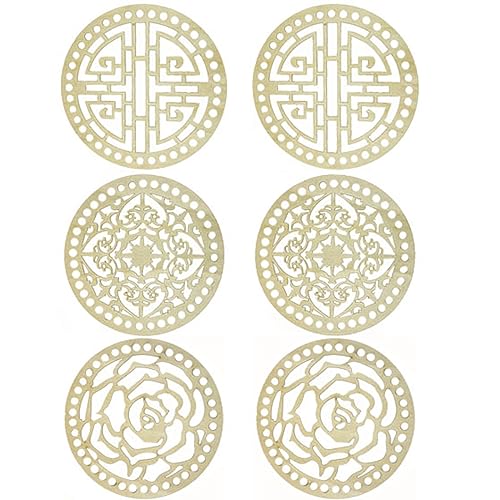 MIAO YUAN 6 PCS DIY Wooden Basket Bottom Round Shaper Knitting Crochet Wooden Bag Bottom Handbag Purse Base Shaper for Basket Weaving Supplies and MIAO YUAN