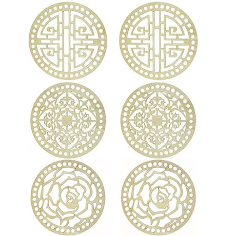 MIAO YUAN 6 PCS DIY Wooden Basket Bottom Round Shaper Knitting Crochet Wooden Bag Bottom Handbag Purse Base Shaper for Basket Weaving Supplies and MIAO YUAN