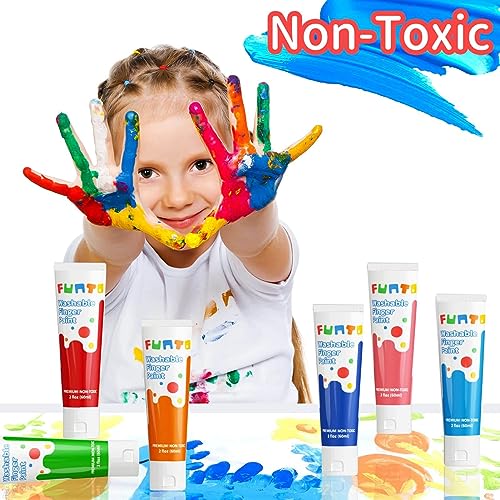  Funto Washable Finger Paint for Kids, Safe & Non-Toxic Finger Painting  for Toddlers 1-3, Bath Paint, Toddler Art Supplies, Age 1 2 3 4 5 6+, 10  Assorted Colors(2.1 fl.oz) : Toys & Games