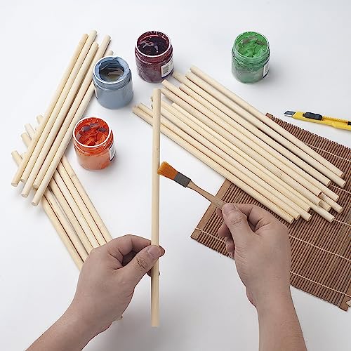 Wooden Dowel Dods Wood Dowels, 25PCS 3/8 x 12" Round Natural Bamboo Sticks for Crafts, Macrame Dowel, Unfinished Hard Wood Sticks for Crafting,