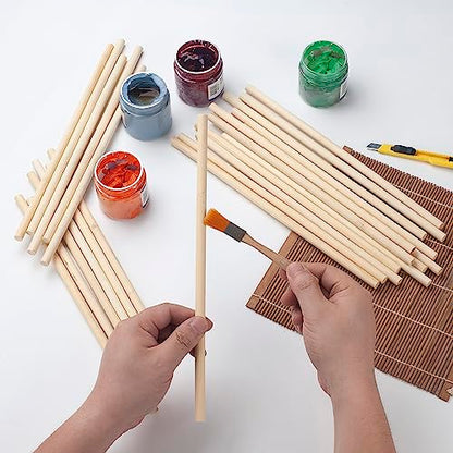 Wooden Dowel Dods Wood Dowels, 25PCS 3/8 x 12" Round Natural Bamboo Sticks for Crafts, Macrame Dowel, Unfinished Hard Wood Sticks for Crafting,