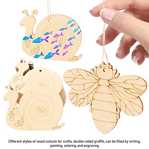 VOSAREA 20pcs DIY Pendant Wooden Cutouts for Crafts Wood Cutouts Decorative Cutouts Ornament Unfinished Wood Crafts Wooden Snail Embellishments VOSAREA