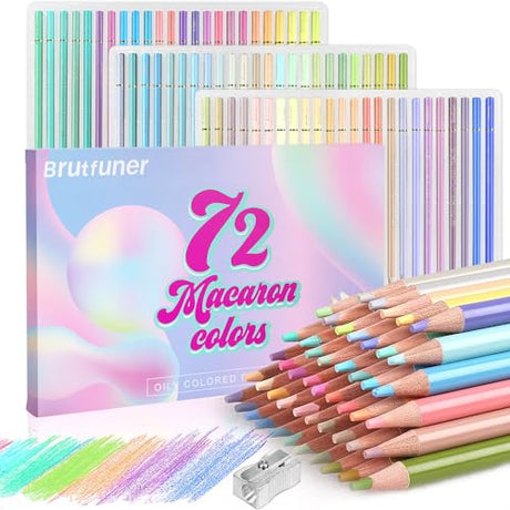 LBW 72 Macaron Pastel Colored Pencils Set Soft Core Macaron Colors for Adults Coloring Books Kids Beginners Blending Shading Sketching LBW