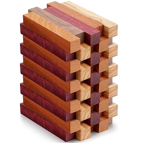 Qilery 50 Pcs Exotic Wood Pen Blanks Pen Turning Supplies DIY Crafts Pen Turning Kit, Black Walnut, Cherrywood, Peltogyne, Zebrawood, Bubinga, 10 of - WoodArtSupply