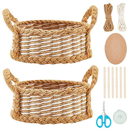 FREEBLOSS 2 Set DIY Woven Basket Kit Macrame Cord Basket Weaving Kit Basket Making Supplies, Suitable for Arts and Crafts Projects and Easter Basket