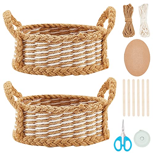 FREEBLOSS 2 Set DIY Woven Basket Kit Macrame Cord Basket Weaving Kit Basket Making Supplies, Suitable for Arts and Crafts Projects and Easter Basket - WoodArtSupply