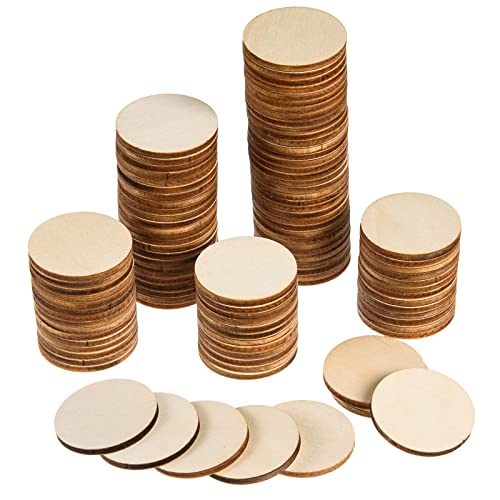 300 Pieces 1.5 Inch Unfinished Round Wood Slices Round Wooden Discs Wood Circles for Crafts Wood Blanks Round Cutouts Ornaments Slices for DIY Art - WoodArtSupply