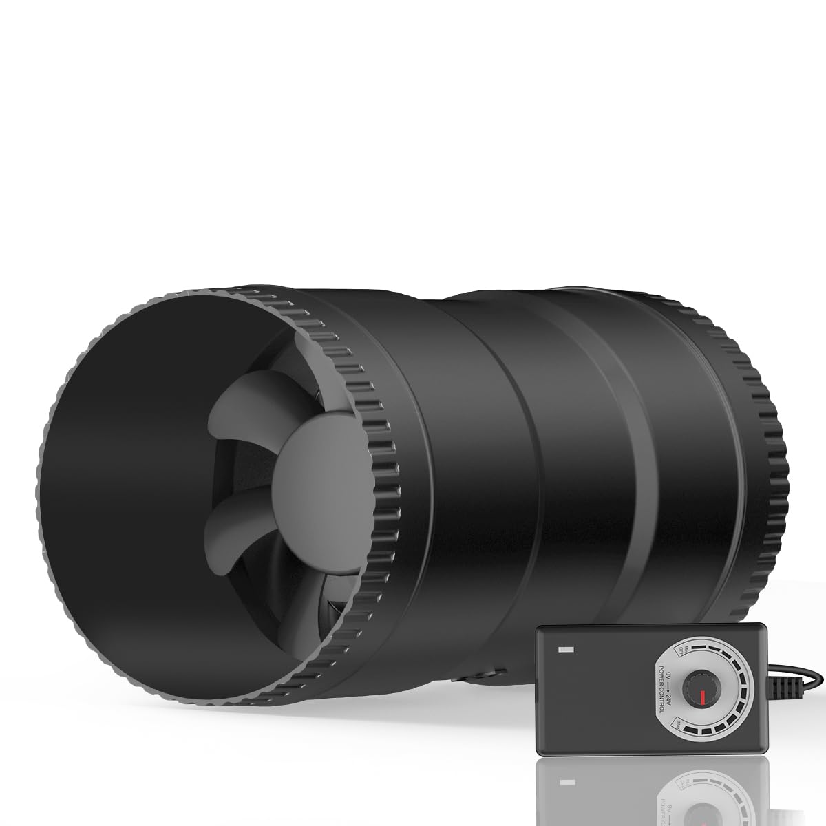 Hon&Guan 4 Inch Inline Booster Duct Fan with Speed Controller - 130 CFM Airflow with 6W Ultra-Low Power and Low Noise - WoodArtSupply