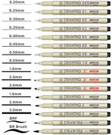Micro Fineliner Drawing Art Pens: 16 Black Fine Line Waterproof Ink Set Artist Supplies Archival Inking Markers Liner Professional Sketch Outline KOUSICOO