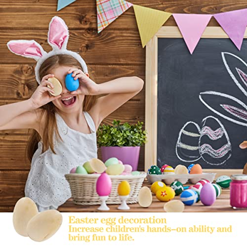 LNQ LUNIQI 10Pcs Unfinished Wooden Eggs 2.5 Inch Smooth Flat Bottom Unpainted Eggs Fake Wooden Eggs for Crafts, Easter Decorations and Gifts LNQ LUNIQI