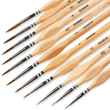 Grabie Paint Brush Set, Miniature Detail, 11 Pcs for Oil, Acrylic, Watercolor and Gouache, Nylon Hair Paint Brush With Natural Wood Handle, Great for Grabie