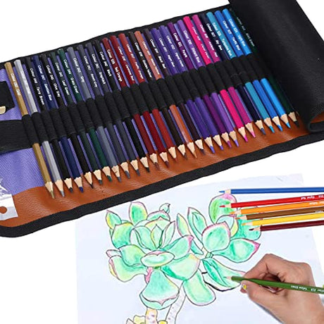 VIKAVAS 50 Colored Pencils Set with Roll Up Canvas Case for Adult Coloring Books, Drawing, Sketching, Christmas Gift for Adults&Kids VIKAVAS