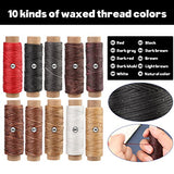 BAGERLA Leather Working Tools and Supplies, Leather Tooling Kit with Waxed Thread Awl Prong Punch Groover Tracing Wheel Punch Leather Working Kit for BAGERLA