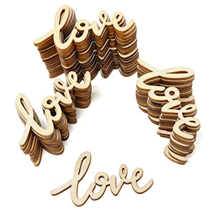 Honbay 40PCS Unfinished Love Wood Slices Blank Wooden Embellishments Gift Ornaments for Home Wedding Birthday Party Valentine's Day Decoration