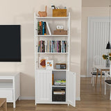 Lazyvan 70" White Bookshelf with Doors and Storage Cabinet - 6 Tier Bookcase for Home and Office Lazyvan
