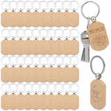 70 PCS Wooden Keychains, Engraving Blanks Wooden Blank Keychains, Wood Key Chain Bulk, Wooden Key Ring Key Tag for DIY Gift Crafts Homaisson