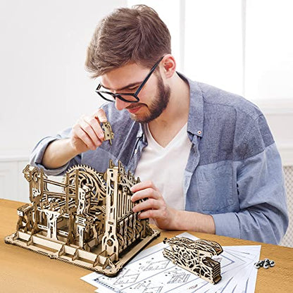 3D Wooden Puzzle Marble Run Kit by OWNONE 1 - DIY Building Set for Adults and Teens (334 Pcs) - WoodArtSupply