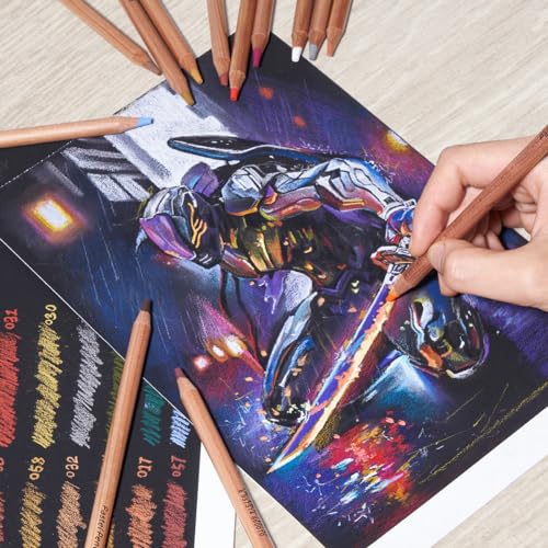 LIGHTWISH Professional Colored Charcoal Pencils,24 Colors Pastel Chalk Pencils Set in Gift Metal Box,for Beginners Adults Artists Shading Drawing LIGHTWISH