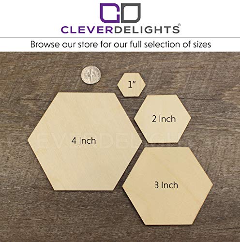 CleverDelights 1 Inch Wood Hexagons - 50 Pack - 1/16" Thick - 1" Unfinished Craft Pieces CleverDelights