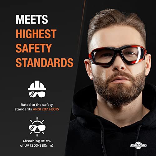 ToolFreak Recka Safety Glasses - Clear Lens - Versatile Hybrid Goggles and Glasses - ANSI Z87.1 Impact Rated, U6 Protection, Removable Legs, ToolFreak