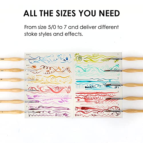 Grabie Paint Brush Set, Miniature Detail, 11 Pcs for Oil, Acrylic, Watercolor and Gouache, Nylon Hair Paint Brush With Natural Wood Handle, Great for Grabie