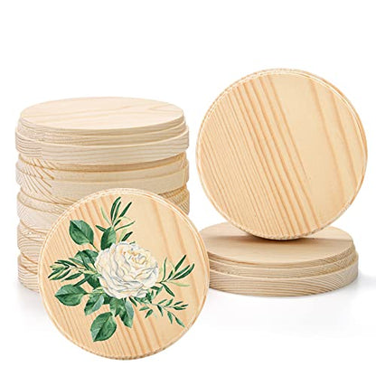 Okllen 8 Pack Round Wooden Plaques for Craft Projects, 4" Natural Pine Unfinished Wood Plaques Base Craft Wood Kit for DIY Display Painting, Home - WoodArtSupply