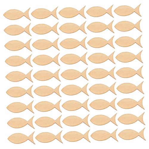 NOLITOY 100 Pcs Wooden Solid Fish Wooden Fish Cutouts Unfinished Wooden Chips Fish Unfinished Wood Decked Pendants Ocean Decor DIY Graffiti Wooden NOLITOY