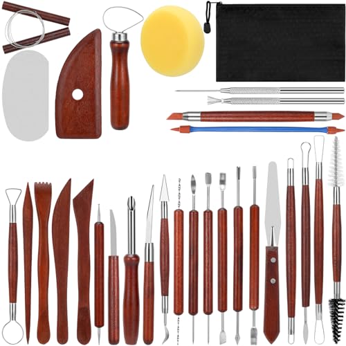 Blisstime Clay Scultping Tools 30Pcs, Pottery Tools Clay Tools Sculpting Ceramic Tools, Basic Pottery Tool Kit Clay Carving Tools Clay Tool Kit with - WoodArtSupply