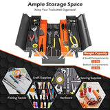 Nightcore 27” x 21” x 8.5” Metal Tool Box, 5-Tray Cantilever Tool Box with 3 Levels Fold Out Organizer Storage, Portable Folding Tool Organizer with Generic
