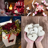 MUXGOA 60 Pcs 3" Wooden Hearts for Crafts,Natural Heart Wood Love Heart Shape Slices with 60 Pcs Natural Twine for Party Valentine's Day, Wedding, MUXGOA