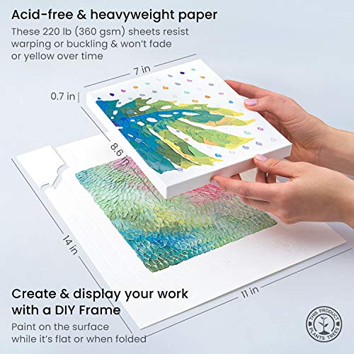 Arteza Metallic Acrylic Painting Art Set, 12 Colors Acrylic Paint, 15 Detail Brushes and 7x8.6 Inches Foldable Canvas Paper Pad Bundle, Art Supplies ARTEZA