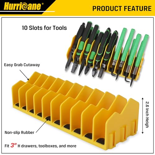 HURRICANE Plier Organizer Rack, 10-Slot Pliers Cutters Organizer Rack with Non-Slip Rubber Base, Tool Organizer, Tool Drawer Toolbox Organizer and - WoodArtSupply