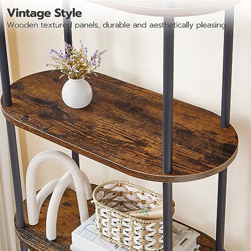 HOOBRO 5-Tier Industrial Arched Bookshelf with Rustic Brown Finish HOOBRO