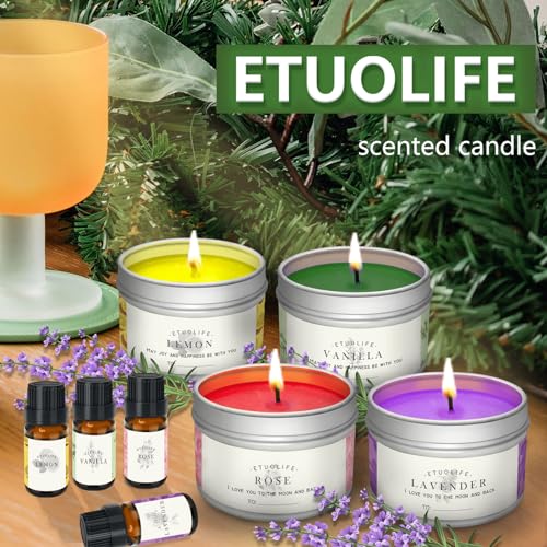 Complete Candle Making Kits for Adults Beginners,DIY Candle Making Supplies Include Soy Wax,Wax Melter,Scents,Dyes,Wicks,Wicks Sticker,Candle Tins & ETUOLIFE