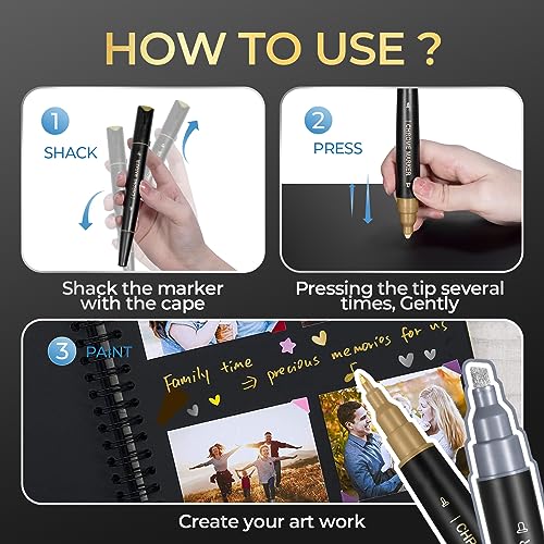 Metallic Markers Gold Pen Silver Marker, Mirror Chrome Paint Marker fo –  WoodArtSupply