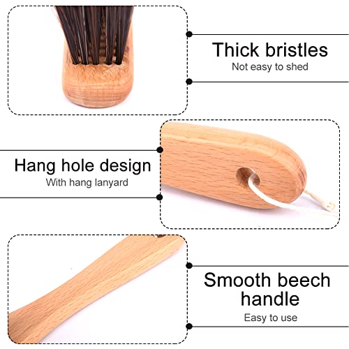 2pcs Bench Brush Wood Counter Duster Woodworking Brush Fireplace Horsehair Hand Broom Brush Soft Bristles Dusting Brush with Handle for Bed Car Home