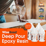 WiseBond Epoxy Deep Pour Resin Kit - Ultra-Crystal Clear UV Resistant Perfect for River Tables Live-Edge Wood & Art Projects Slow Cure Formula 2:1 WiseBond