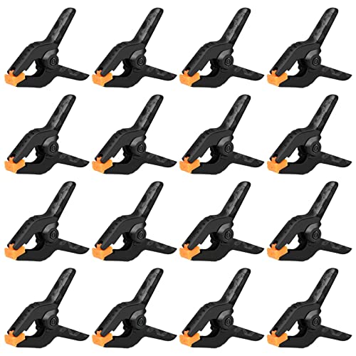 16 Pack Spring Clamps - 3.5 Inch Small Clamps for Backdrop Stand, Heavy Duty Clamps, Plastic Clips for Crafts and Backdrop Clips Clamps - Backdrop - WoodArtSupply