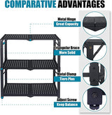 Hastatii 3-Shelf Storage Shelving Unit Metal Rack Heavy-Duty 28"x13.5"x33.5" for Garage, Kitchen and Bedroom Layers Increased Black Hastatii