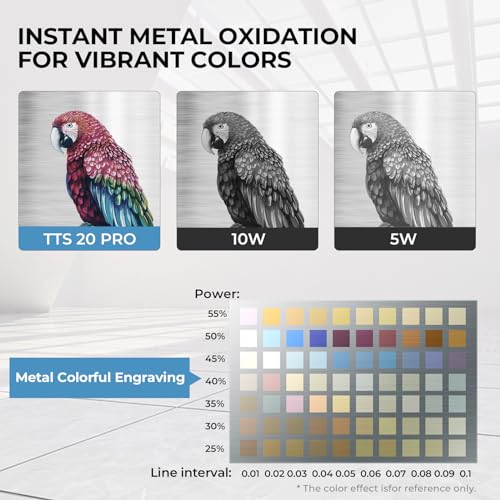 TTS-20 PRO Laser Engraver 20W Laser Power, Laser Cutter with Honeycomb Laser Bed and Air Assist Kit, 95% Pre-Assembled 130W Laser Engraving Machine Naccolly