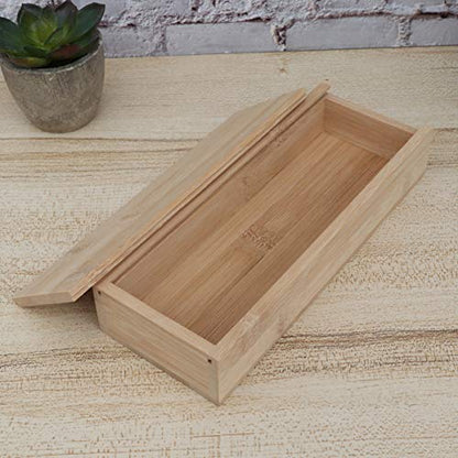 SUPVOX Wooden Pencil Box,Wood Brush Box with Sliding Lid for DIY Artist Tool and Brush Storage -7.4 x 2.8 x 1.2 inches, Rectangle - WoodArtSupply