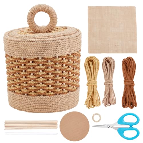 FREEBLOSS Macrame Basket Kit DIY Macrame Kit for Beginners Video Tutorials Basket Weaving Craft Adults Macrame Craft Kit for Gift FREEBLOSS