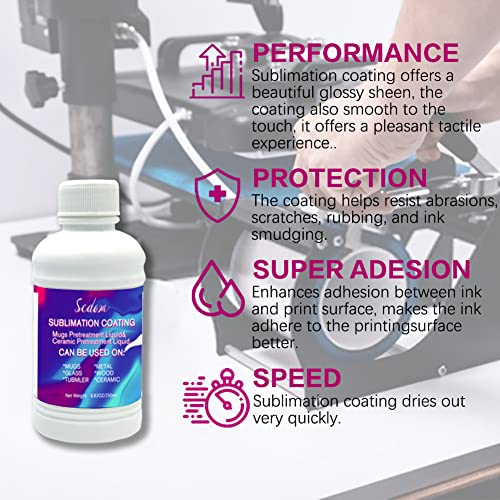 250ML Universal Sublimation Coating, Scdom Pretreatment Liquid Coating Fluid for Phones Case, Mug, Glass, Ceramic, Wood, Crystal, Metal, Acrylic, Scdom