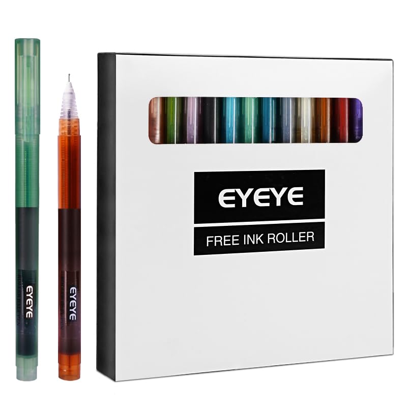 EYEYE 15 Pcs Rollerball Pens Ink Fine Tip Pens，Multicolored 15 Colors Quick Drying 0.5mm Extra Fine Point Liquid Ink RollerBall Pens Fine Point, - WoodArtSupply