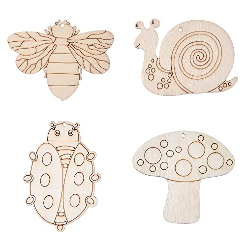 48PCS Unfinished Wood Insect Cutouts with Sling Hole,Butterfly Wooden Blank Paint Crafts for Kids Painting DIY Crafts Home Decoration Craft Project QDXATIVP