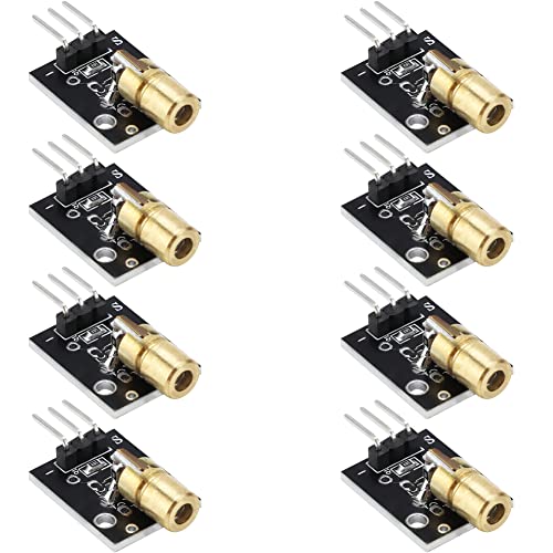 8PCS 3 Pin 650nm 5V Laser Transmitter Sensor Module Board KY-008 Dot Diode Copper Head Sensor Module Diode Laser Mini laser head for Arduino - WoodArtSupply