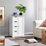 Yaheetech White Wooden Storage Cabinet with 4 Drawers and 1 Cupboard for Bathroom and Entryway Yaheetech