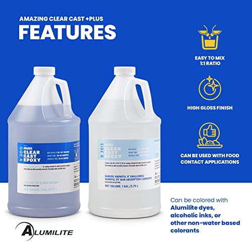 Alumilite Amazing Clear Cast [1 gal A + 1 gal B (2 Gallons) 2 Part Liquid Kit] High-Gloss Plastic Finish | Multi-Purpose Epoxy Resin for Casting & - WoodArtSupply