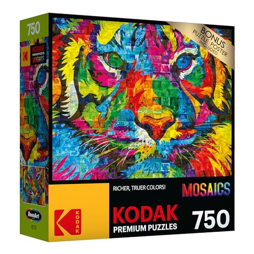 Cra-Z-Art - RoseArt - Kodak Premium Mosaics - Rainbow Tiger - 750 Piece Jigsaw Puzzle - WoodArtSupply